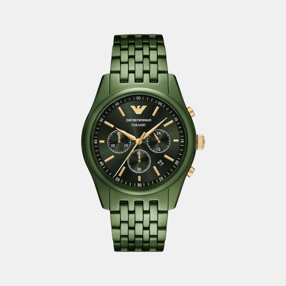 Men Quartz Green Dial Analog Ceramic Watch AR70017