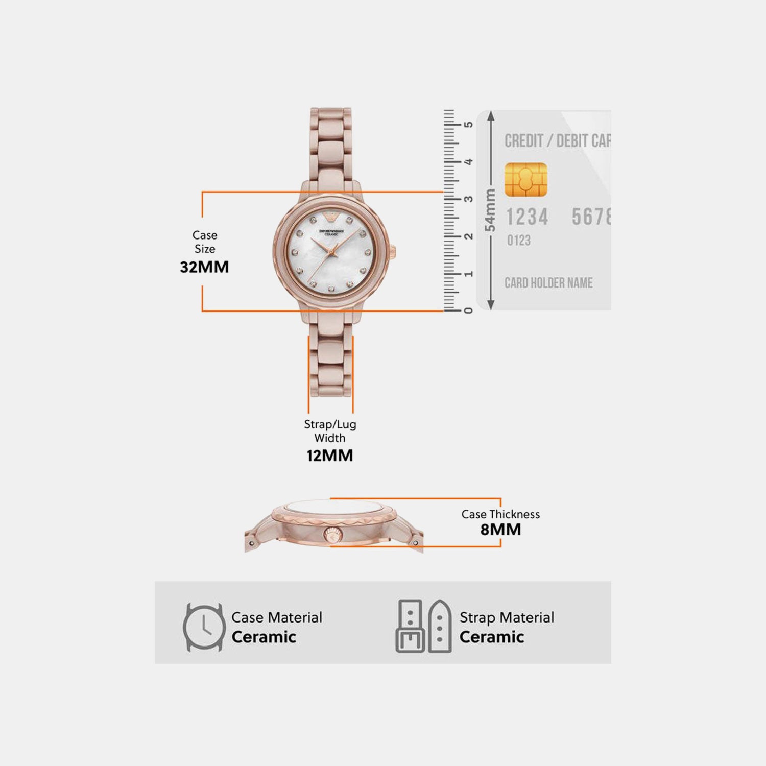 Women Quartz Mother Of Pearl Dial Analog Ceramic Watch AR70018