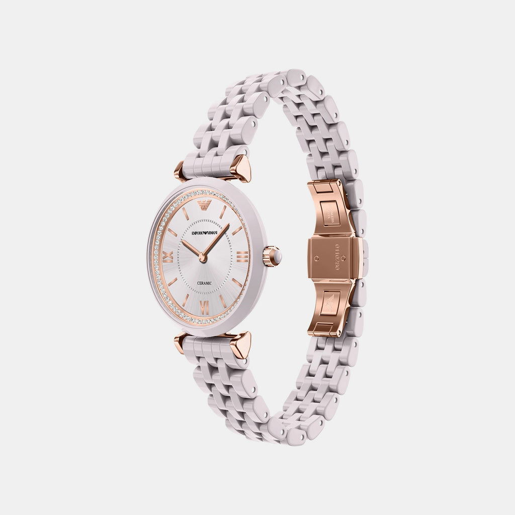 Women Quartz Beige Dial Analog Ceramic Watch AR70019