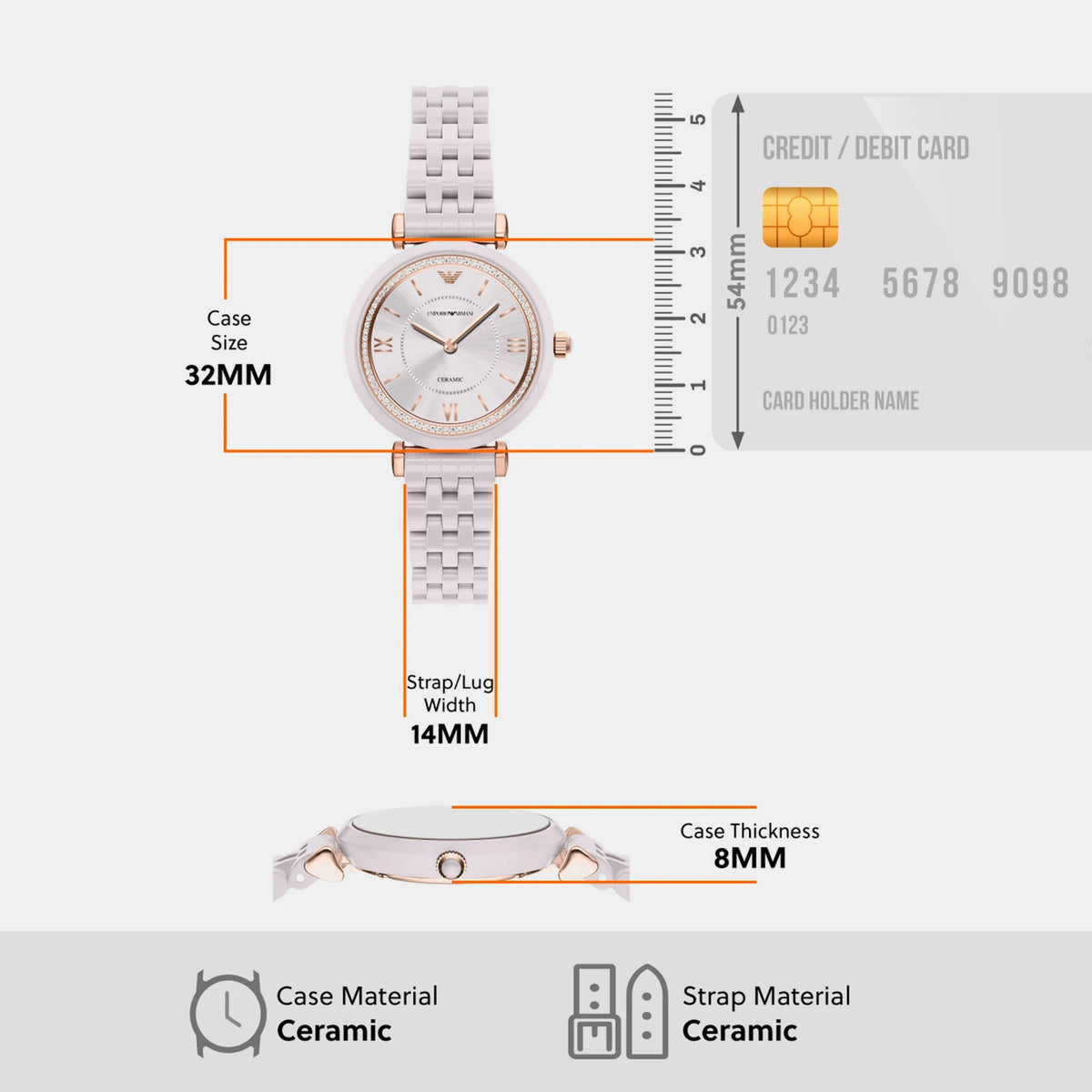Women Quartz Beige Dial Analog Ceramic Watch AR70019