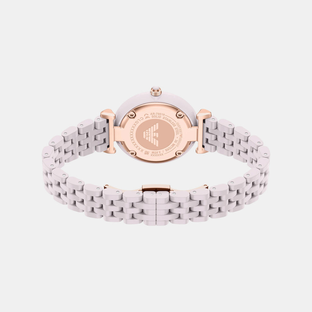 Women Quartz Beige Dial Analog Ceramic Watch AR70019