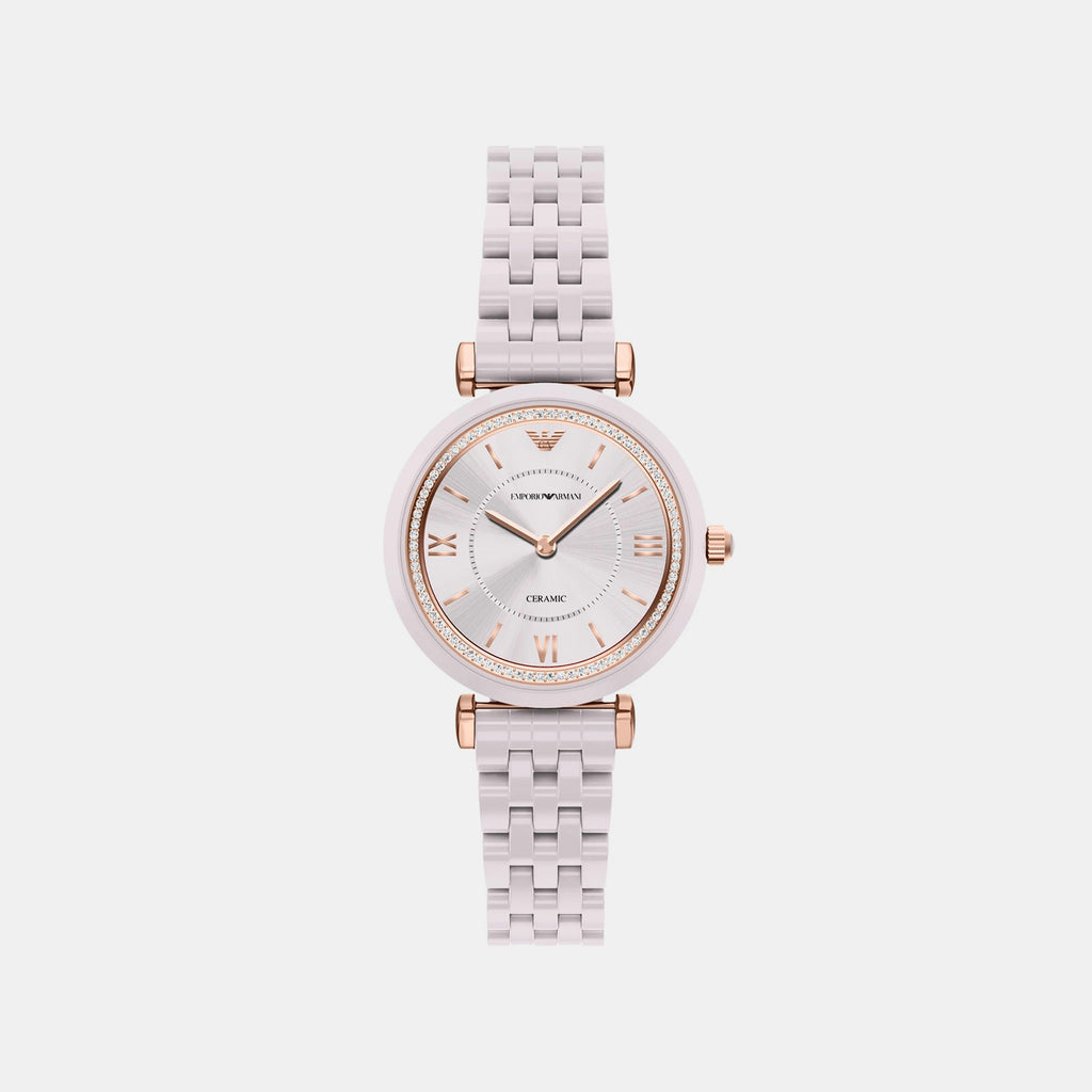 Women Quartz Beige Dial Analog Ceramic Watch AR70019