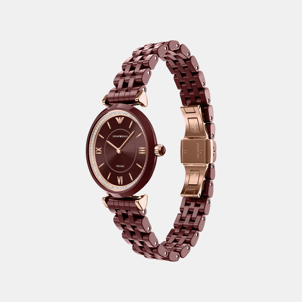 Women Quartz Brown Dial Analog Ceramic Watch AR70020