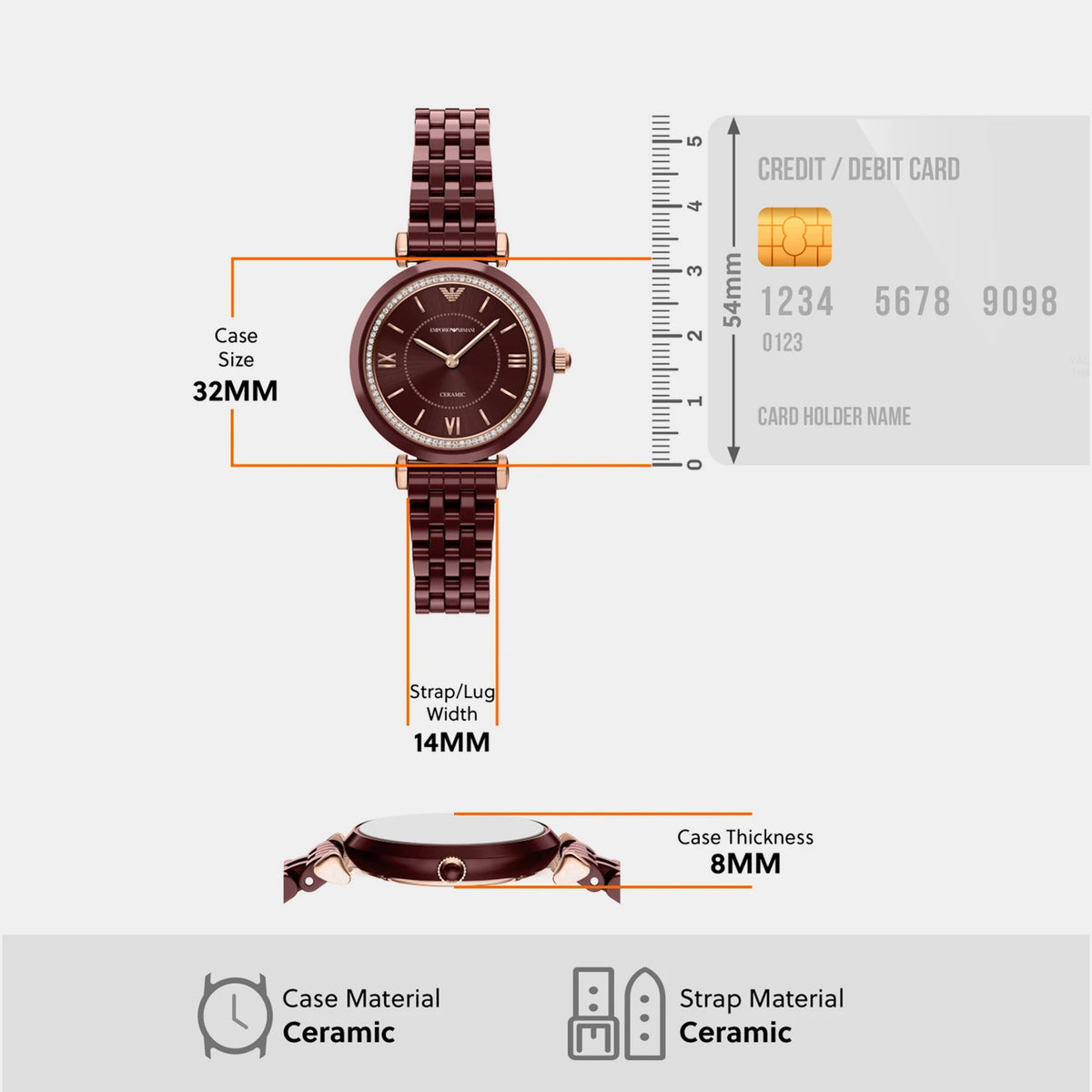 Women Quartz Brown Dial Analog Ceramic Watch AR70020