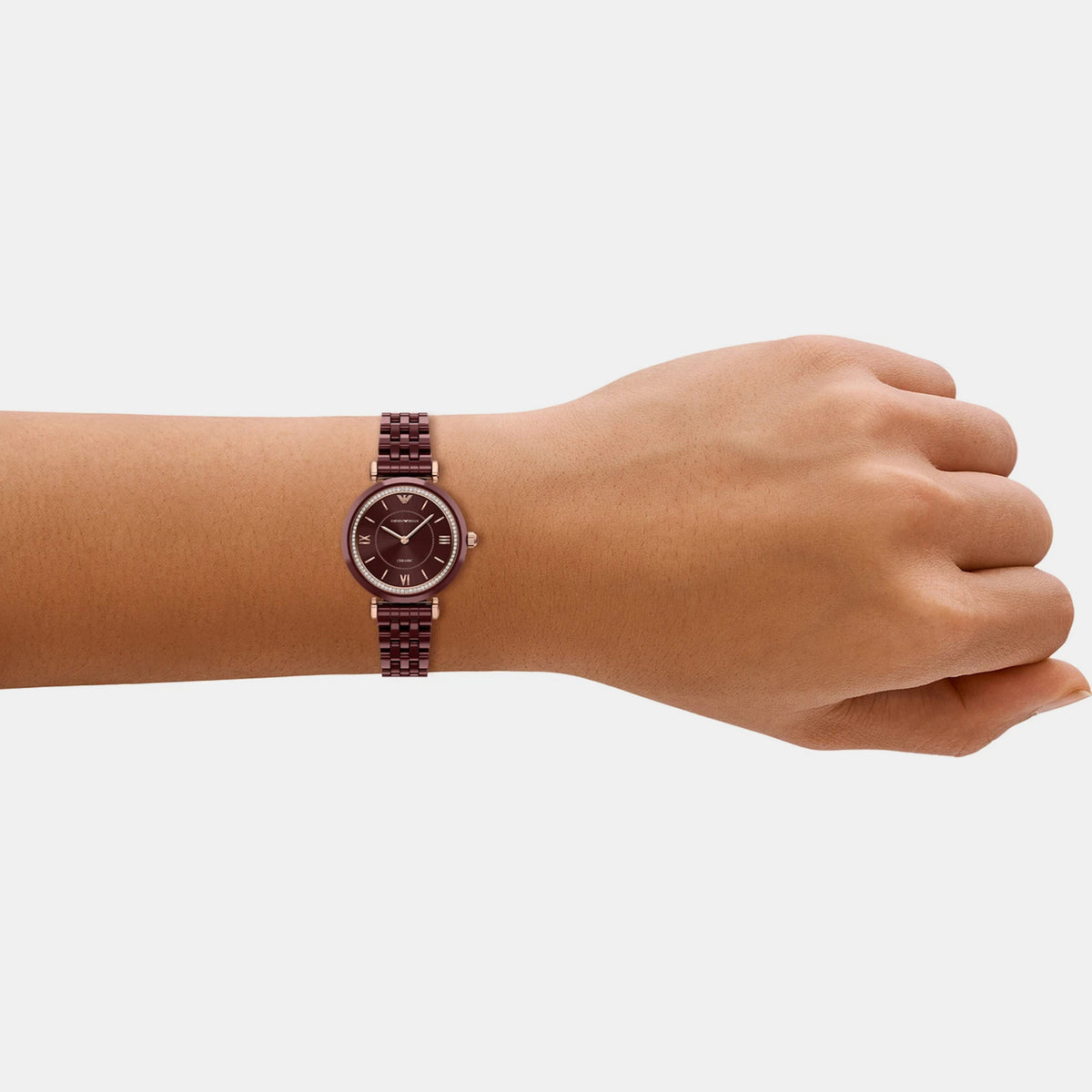 Women Quartz Brown Dial Analog Ceramic Watch AR70020