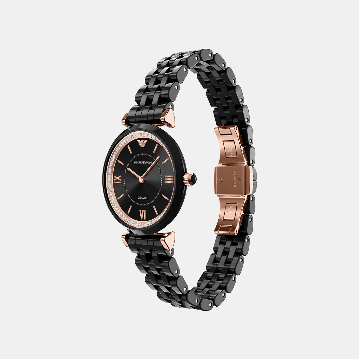 Women Quartz Black Dial Analog Ceramic Watch AR70021