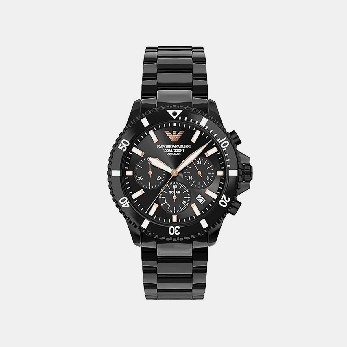 Men Solar Black Dial Chronograph Ceramic Watch AR70022