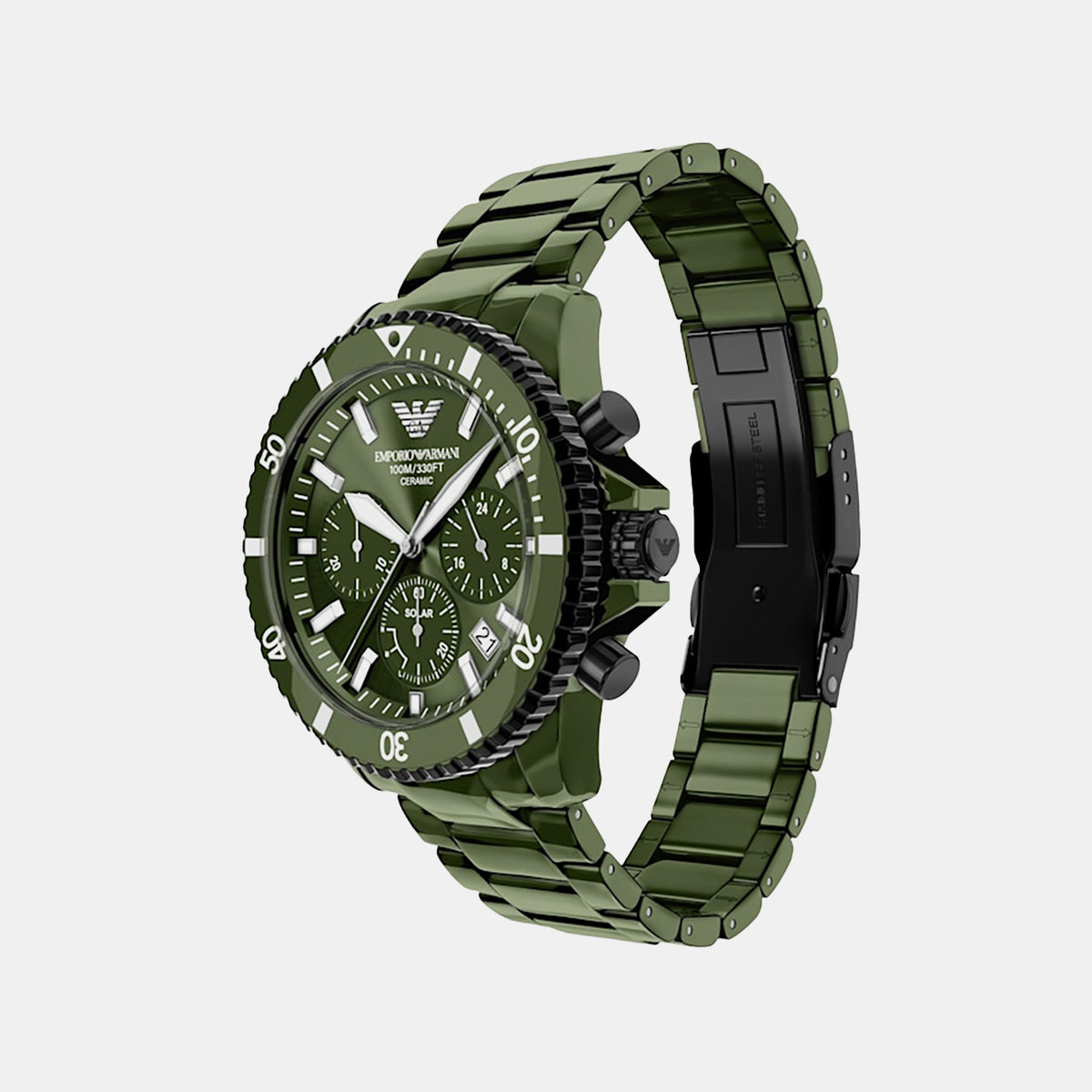 Men Quartz Green Dial Chronograph Stainless Steel Watch AR70023