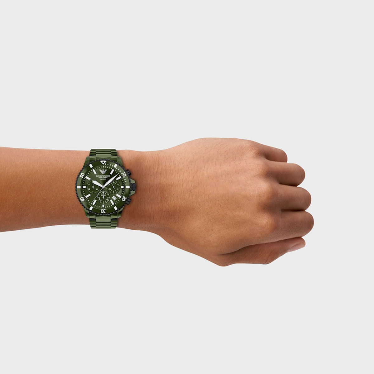 Men Quartz Green Dial Chronograph Stainless Steel Watch AR70023