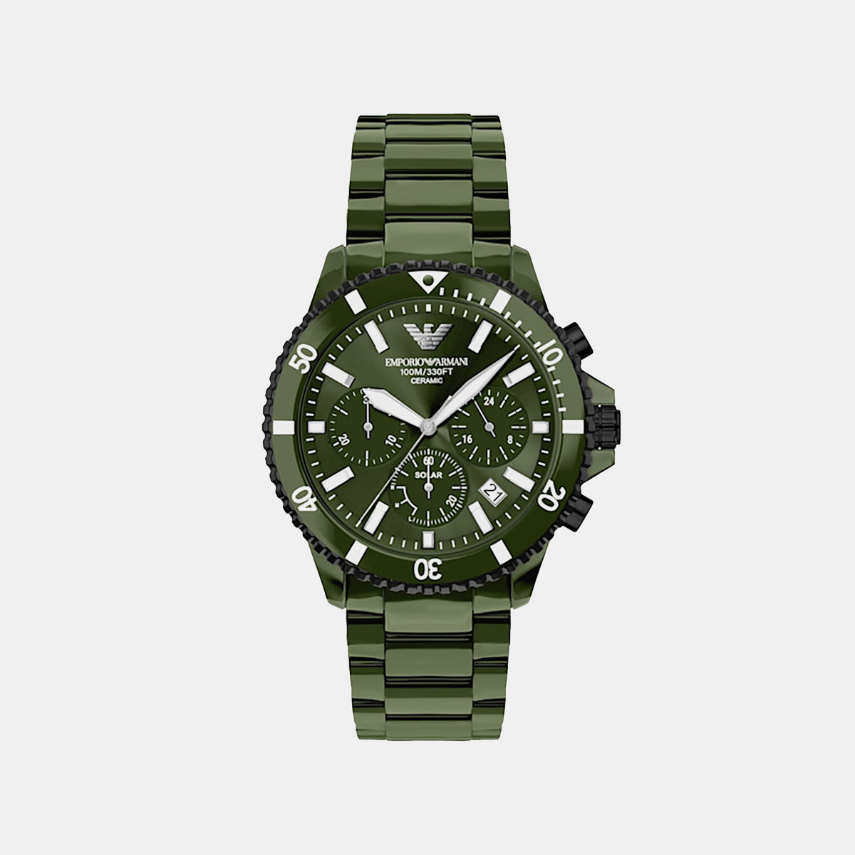 Men Quartz Green Dial Chronograph Stainless Steel Watch AR70023