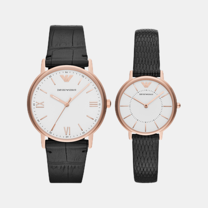 Couple Quartz White Dial Analog Leather Watch AR80015