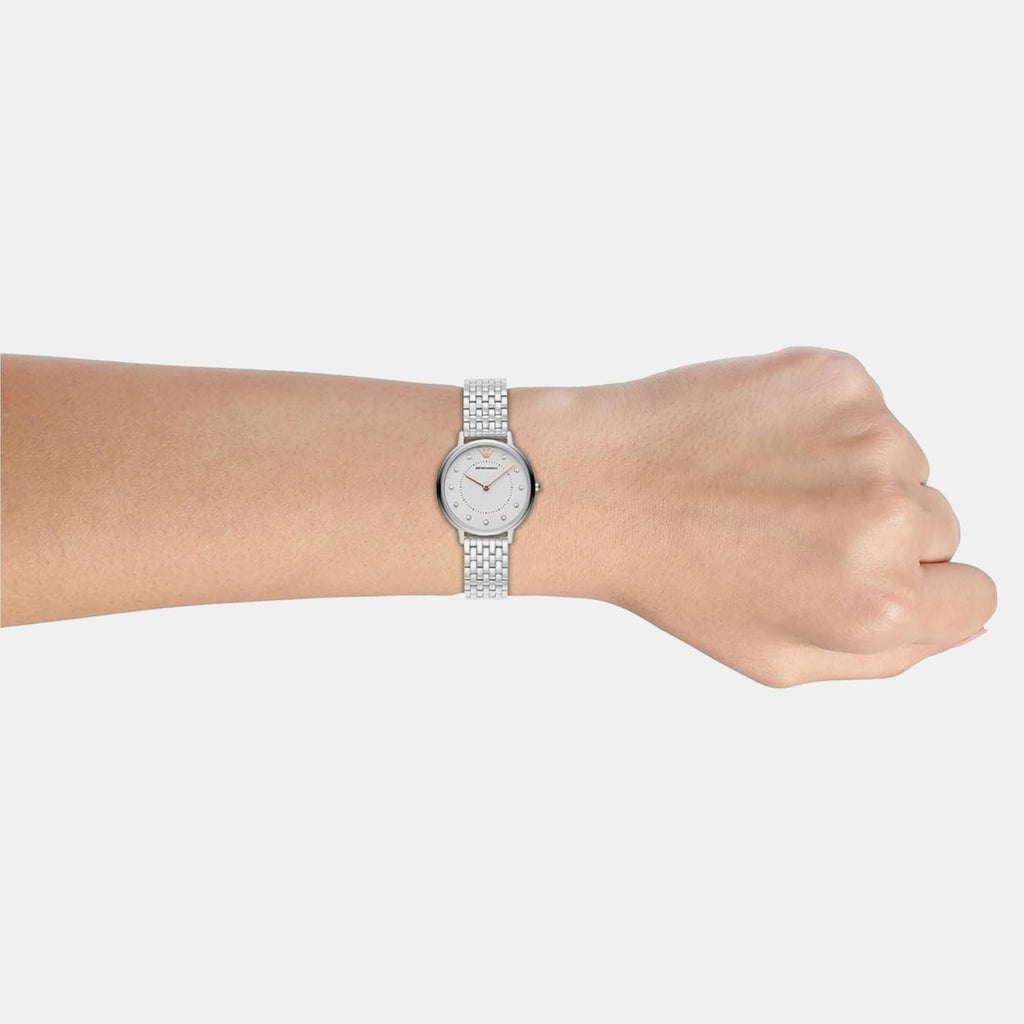Women Quartz White Dial Analog Stainless Steel Watch AR80023