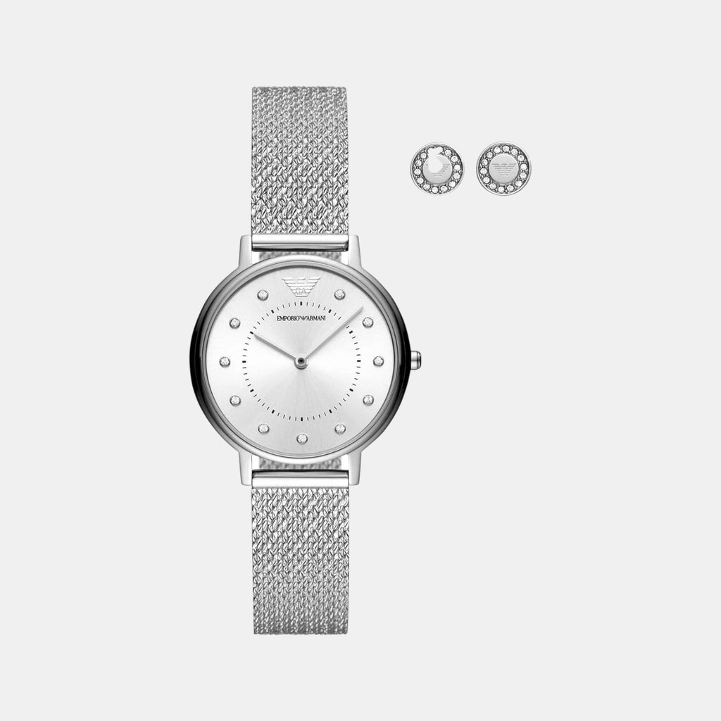 Women Quartz Silver Dial Analog Stainless Steel Watch AR80029