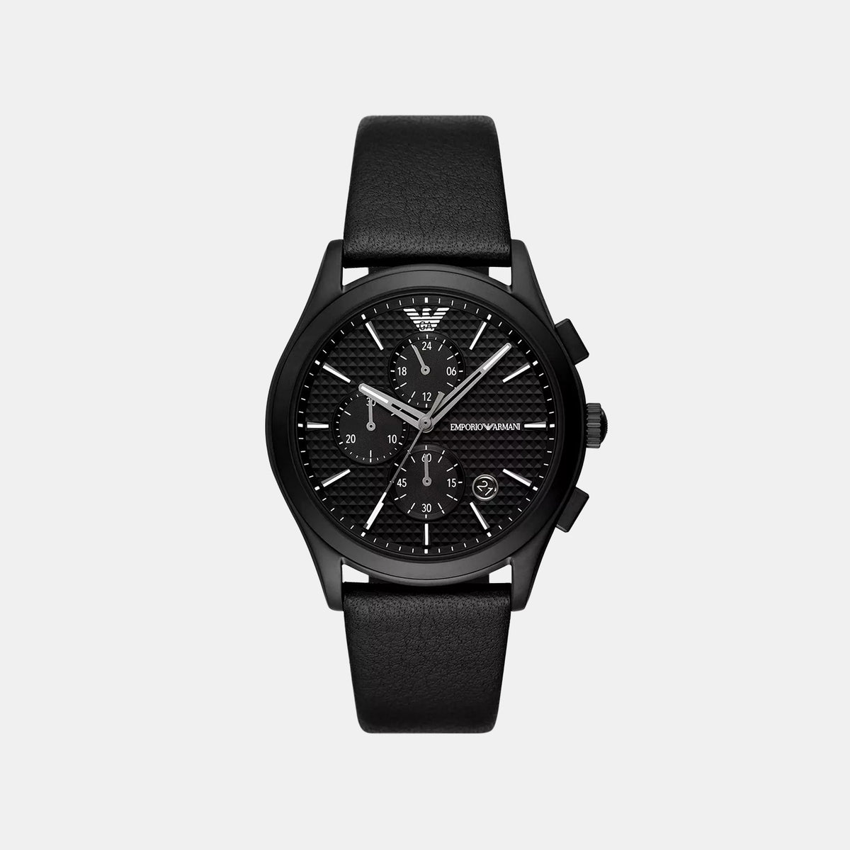 Paolo Men Quartz Black Dial Chronograph Leather Watch AR80070SET