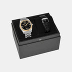 Men Quartz Black Dial Analog Stainless Steel Watch AR80077SET