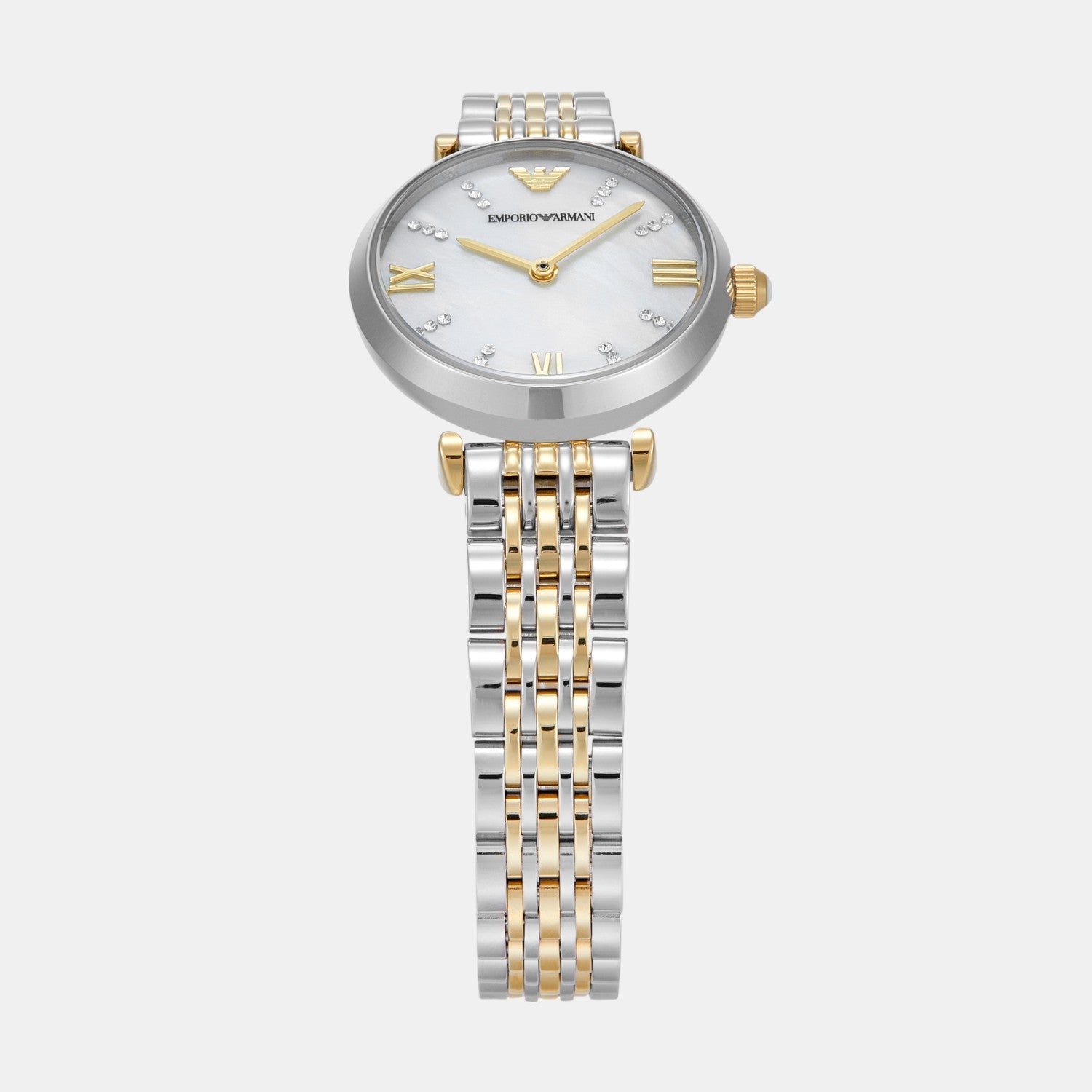 Women Quartz White Mother Of Pearl Dial Analog Stainless Steel Watch AR80078SET