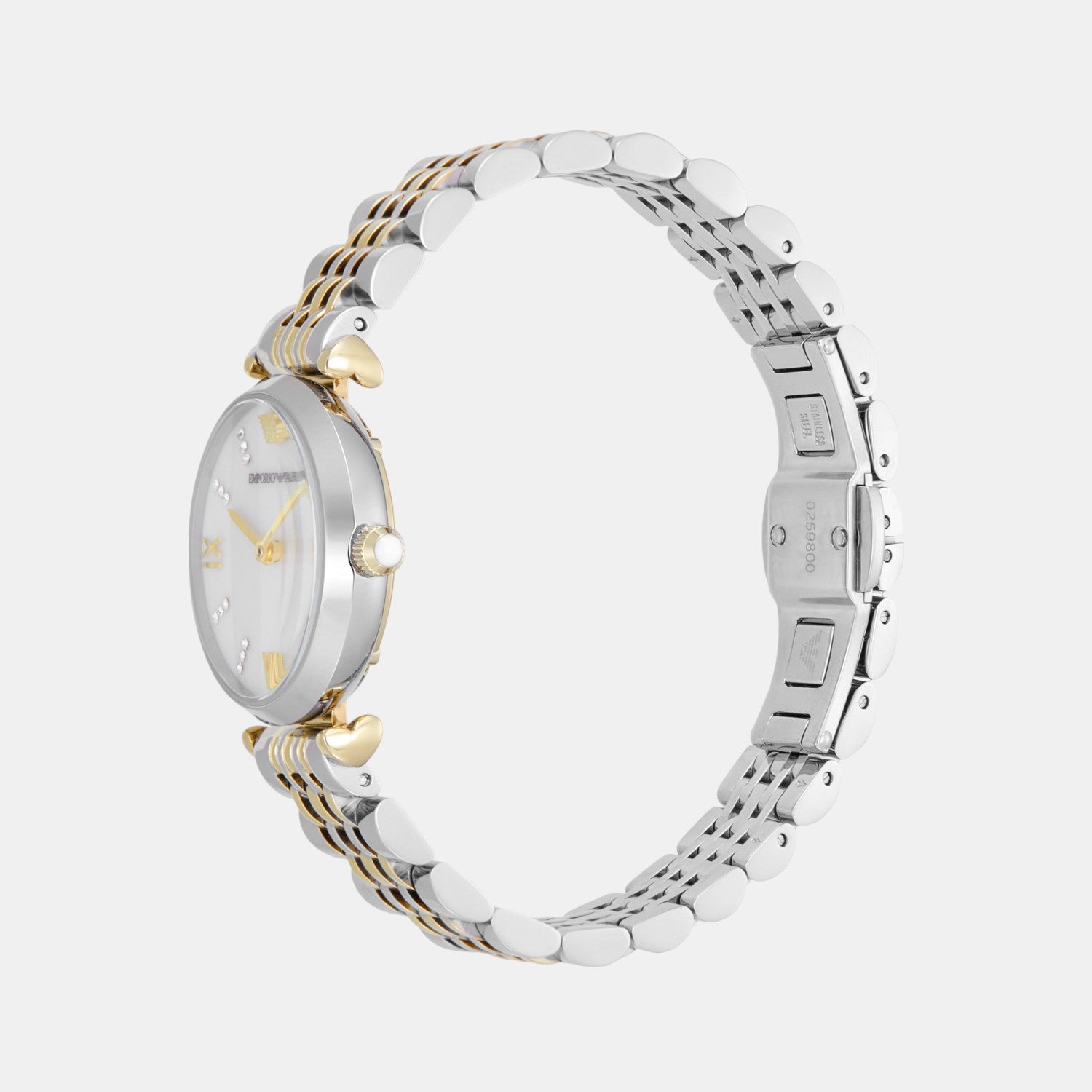 Women Quartz White Mother Of Pearl Dial Analog Stainless Steel Watch AR80078SET