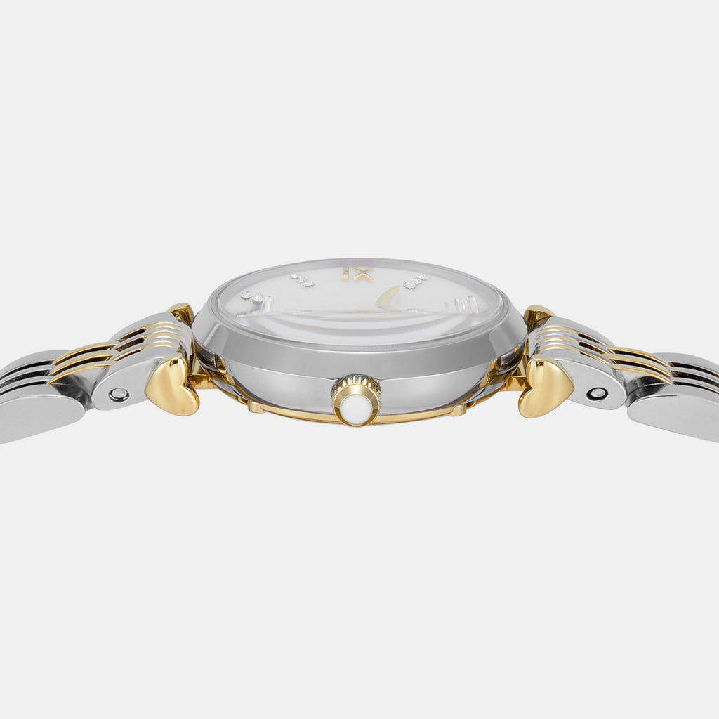 Women Quartz White Mother Of Pearl Dial Analog Stainless Steel Watch AR80078SET