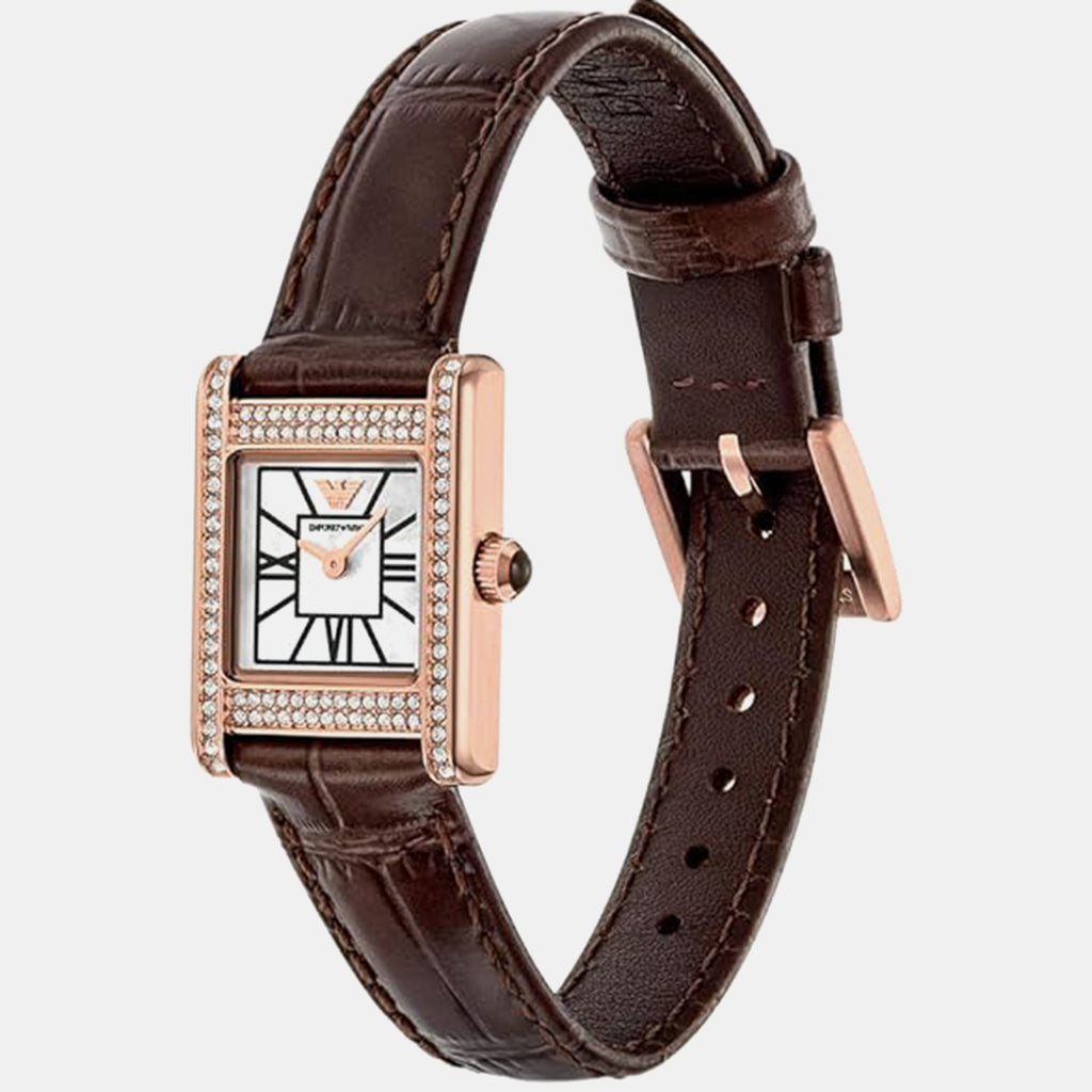 Women Quartz Mother Of Pearl Dial Analog Leather Watch AR80083SET