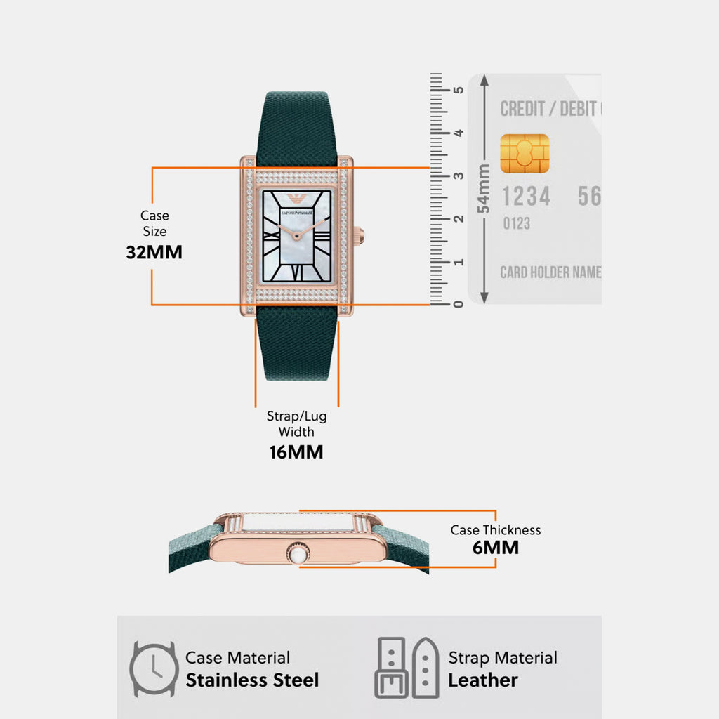 Women Quartz Mother Of Pearl Dial Analog Leather Watch AR80085SET