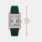 Women Quartz Mother Of Pearl Dial Analog Leather Watch AR80085SET