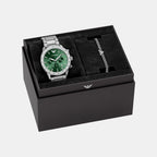 Men Quartz Green Dial Chronograph Stainless Steel Watch AR80088SET