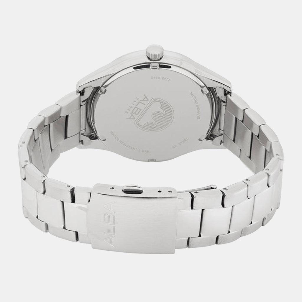 Men Quartz Black Dial Analog Stainless Steel Watch AS9R19X1