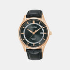 Men Quartz Black Dial Analog Leather Watch AS9R22X1