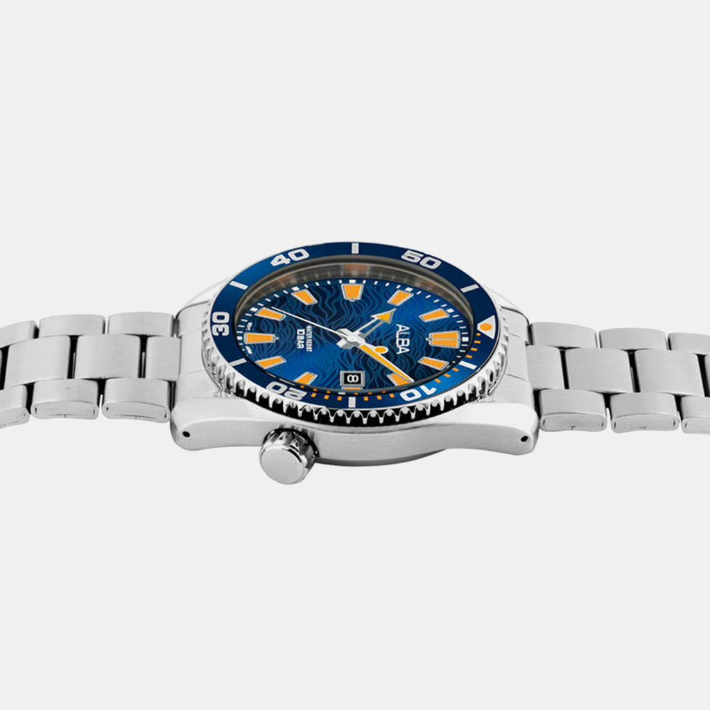Men Quartz Blue Dial Analog Stainless Steel Watch AS9R67X1