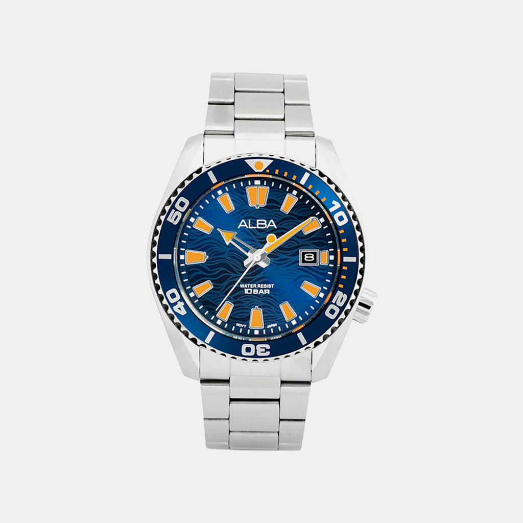 Men Quartz Blue Dial Analog Stainless Steel Watch AS9R67X1