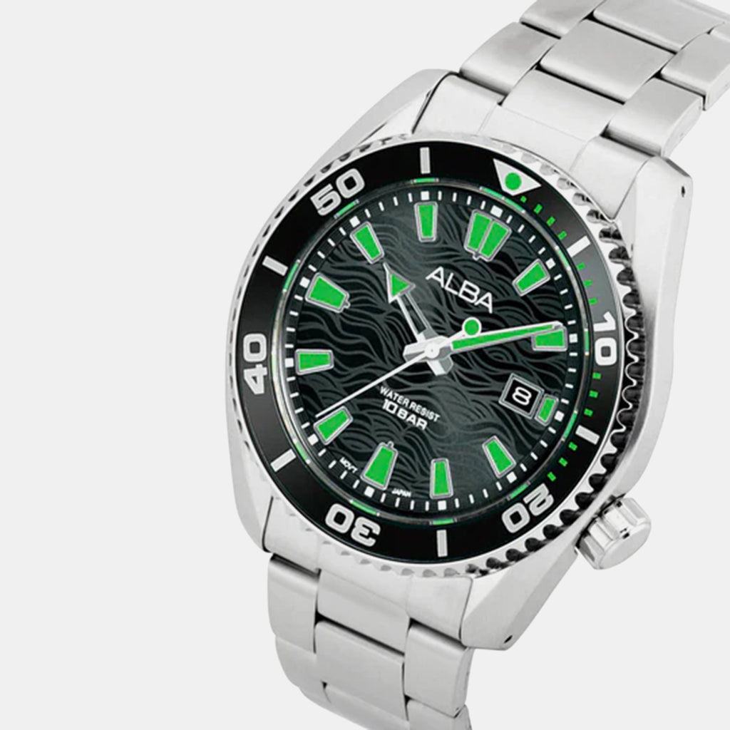 Men Quartz Black Dial Analog Stainless Steel Watch AS9R75X1