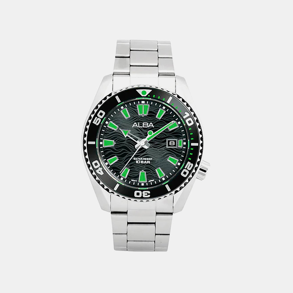 Men Quartz Black Dial Analog Stainless Steel Watch AS9R75X1