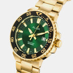 Men Quartz Green Dial Analog Stainless Steel Watch AS9S74X1
