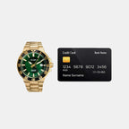 Men Quartz Green Dial Analog Stainless Steel Watch AS9S74X1