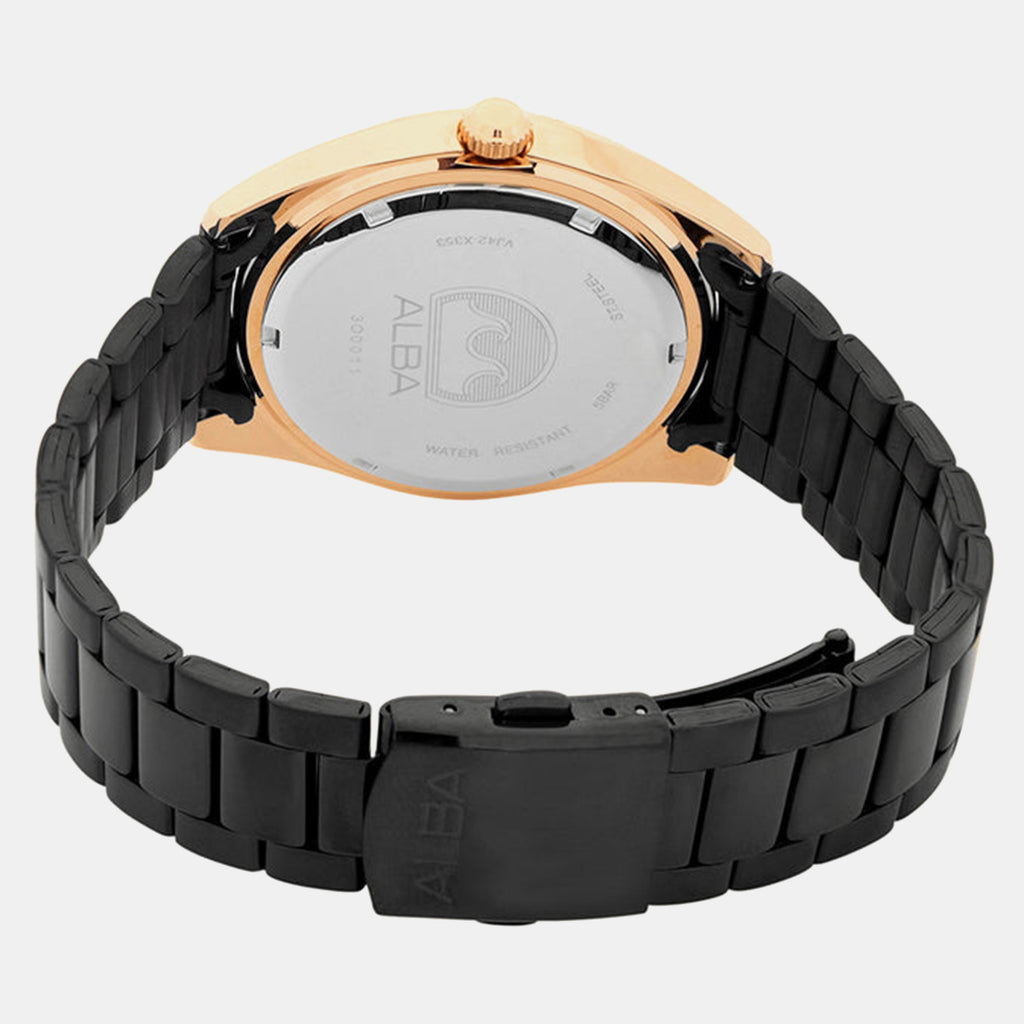Men Quartz Black Dial Analog Stainless Steel Watch AS9T56X1