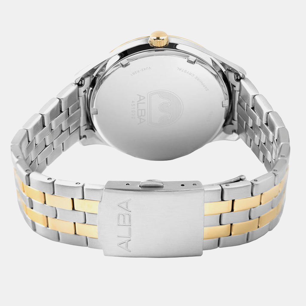 Men Quartz Gold Dial Analog Stainless Steel Watch AS9T64X1
