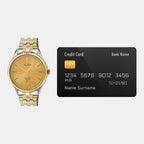 Men Quartz Gold Dial Analog Stainless Steel Watch AS9T64X1