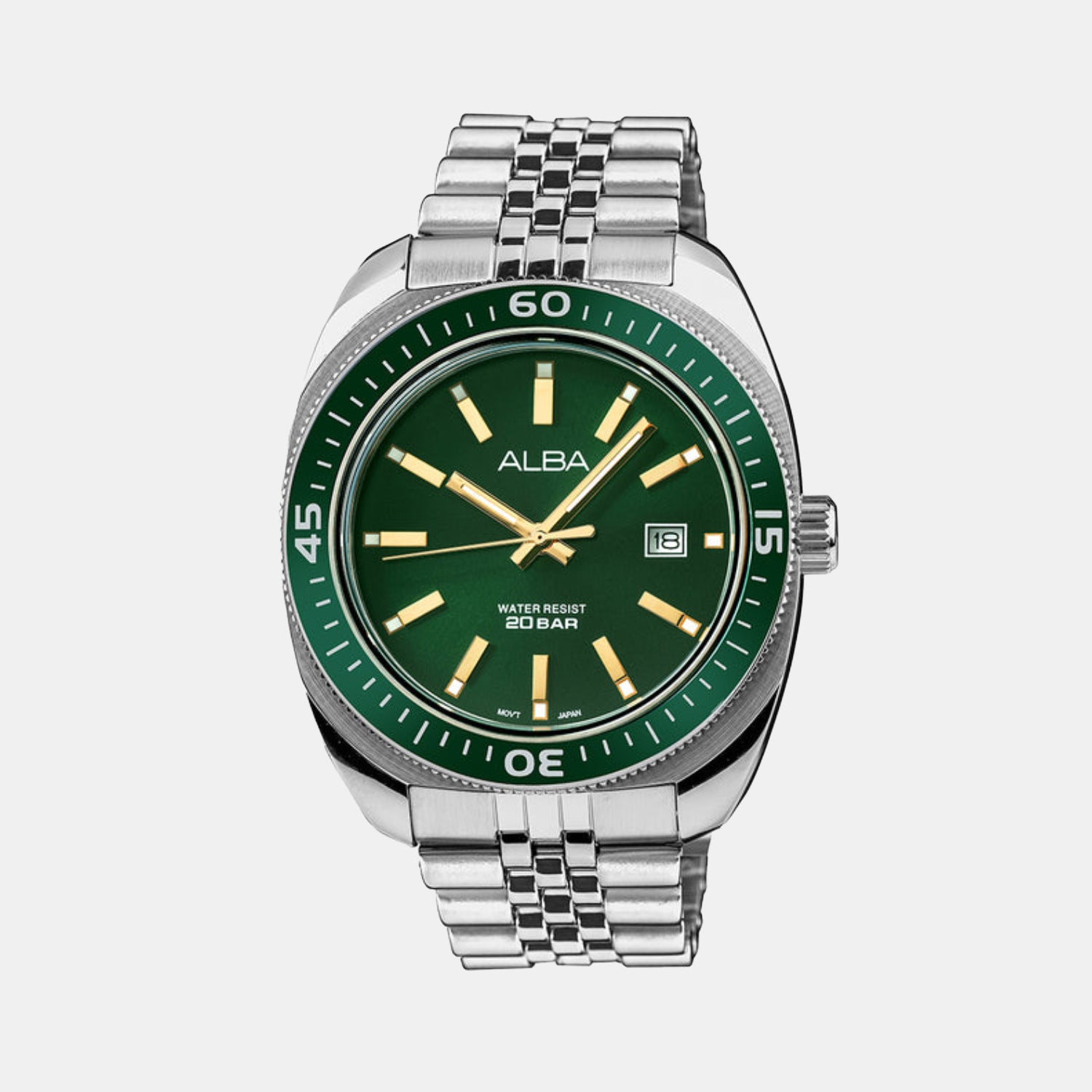 Men Quartz Green Dial Analog Steel Watch AS9T77X1