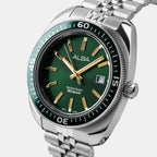 Men Quartz Green Dial Analog Steel Watch AS9T77X1