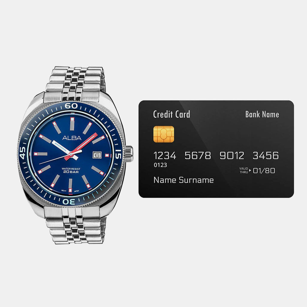 Men Quartz Blue Dial Analog Stainless Steel Watch AS9T79X1