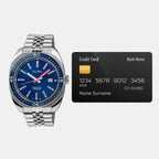 Men Quartz Blue Dial Analog Stainless Steel Watch AS9T79X1