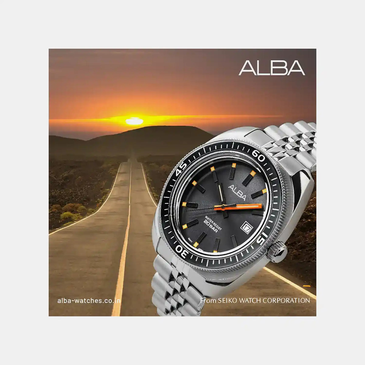 Active Men Quartz Grey Dial Analog Stainless Steel Watch AS9T87X1