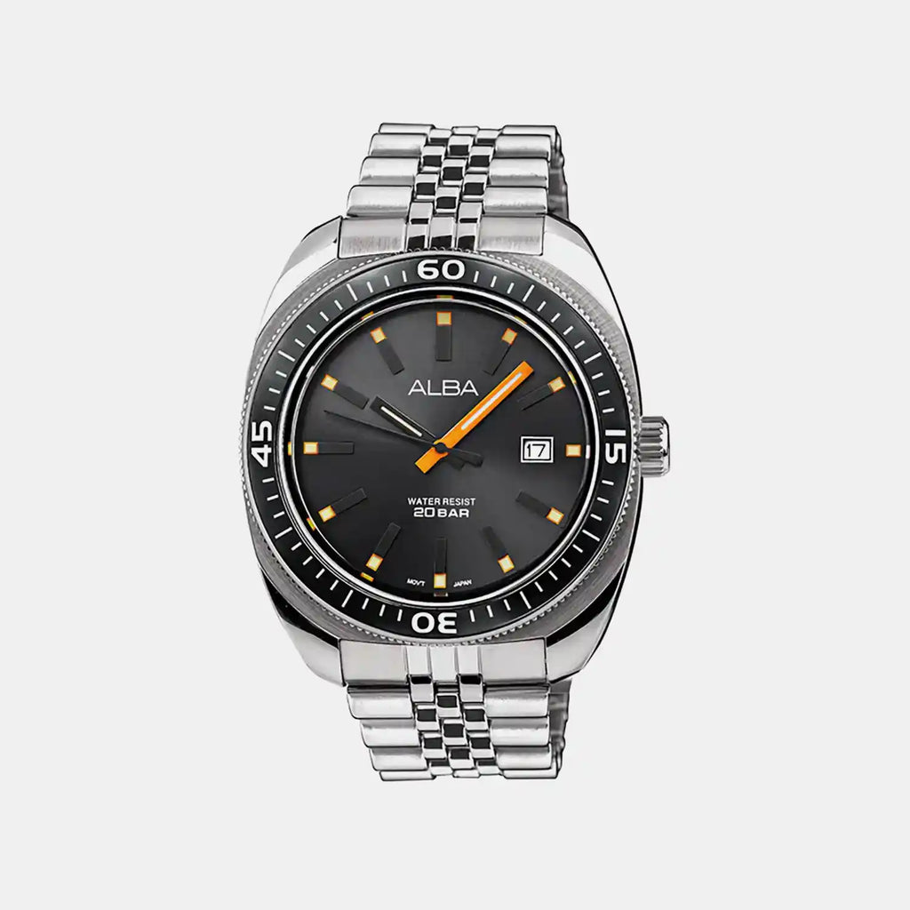 Men Quartz Silver Dial Analog Steel Watch AS9T87X1