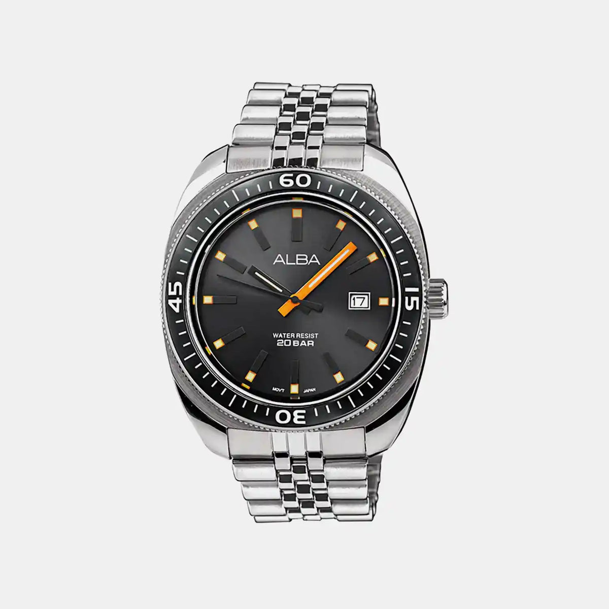Active Men Quartz Grey Dial Analog Stainless Steel Watch AS9T87X1