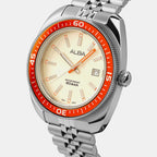 Men Quartz Cream Dial Analog Stainless Steel Watch AS9T89X1