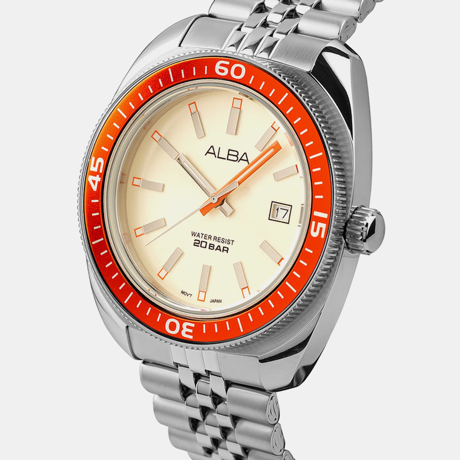 Men Quartz Cream Dial Analog Stainless Steel Watch AS9T89X1