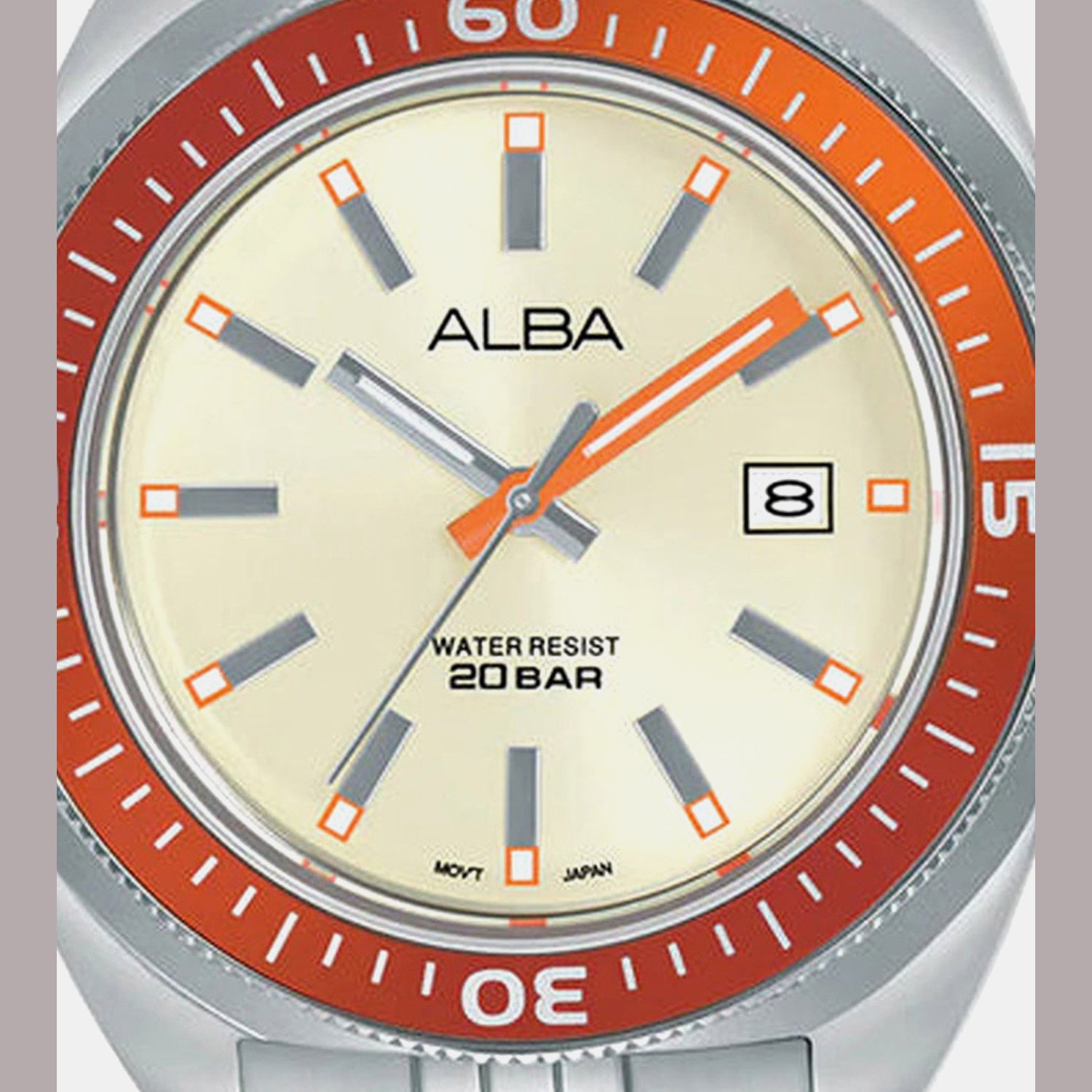 Men Quartz Cream Dial Analog Stainless Steel Watch AS9T89X1