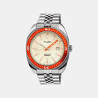 Men Quartz Cream Dial Analog Stainless Steel Watch AS9T89X1