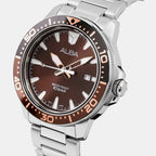 Men Quartz Brown Dial Analog Stainless Steel Watch AS9T91X1