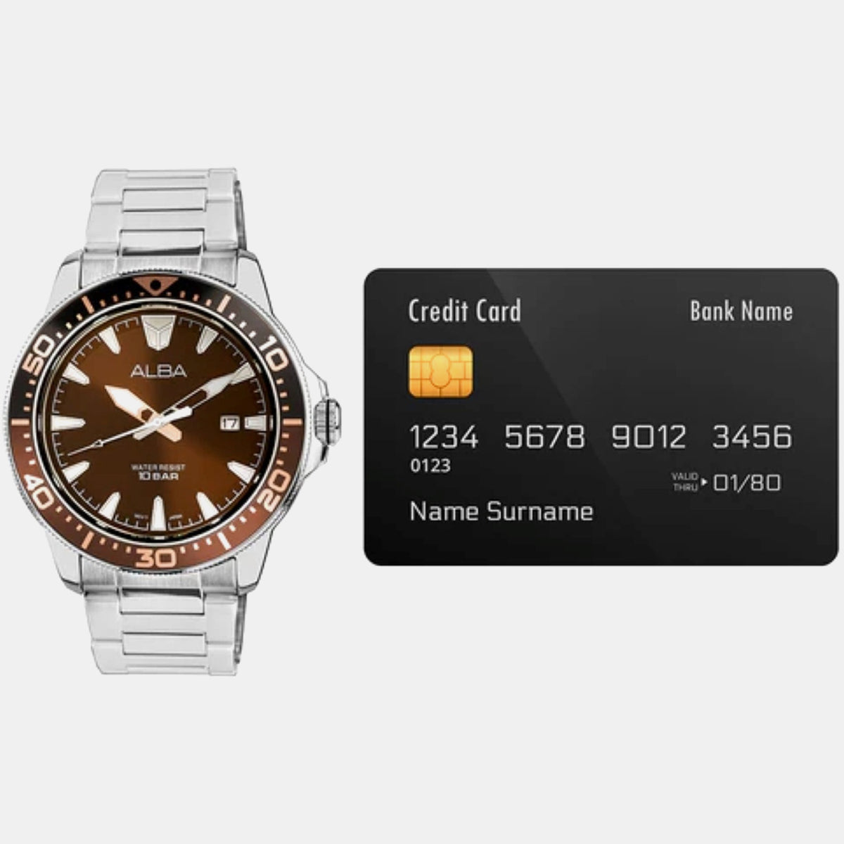 Active Men Quartz Brown Dial Analog Stainless Steel Watch AS9T91X1